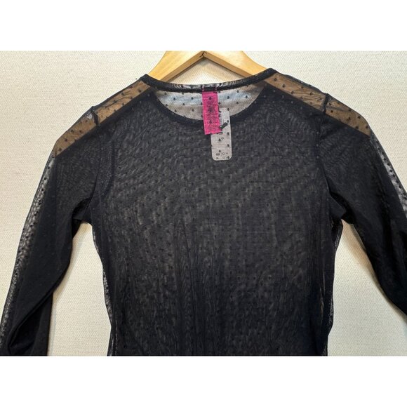 NWT La Senza Womens Long Sleeve Sheer Bodysuit Size S Black Swiss Dots Summer - Picture 12 of 13